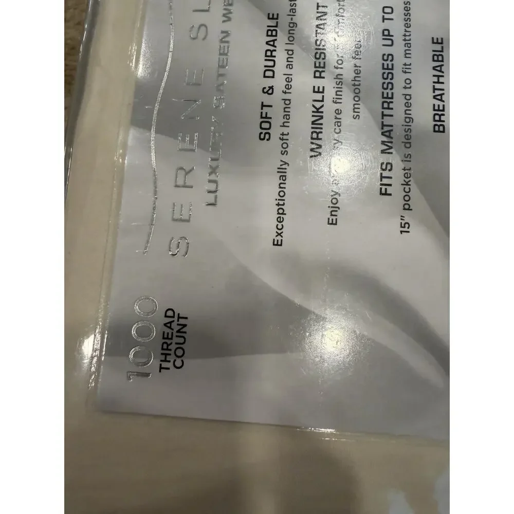 Serene Sleep Ivory 1000 Thread Count 4-Pc. Sheet Set Full NWT $160